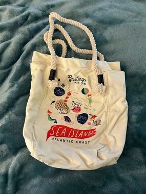 Spartina 449 Cream Canvas Sea Islands Rope-Handle Tote